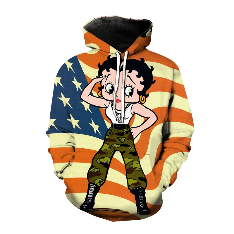 2021 Толстовка Бетти долл с капюшоном мультяшная сексуальная девушка 3D принтом для