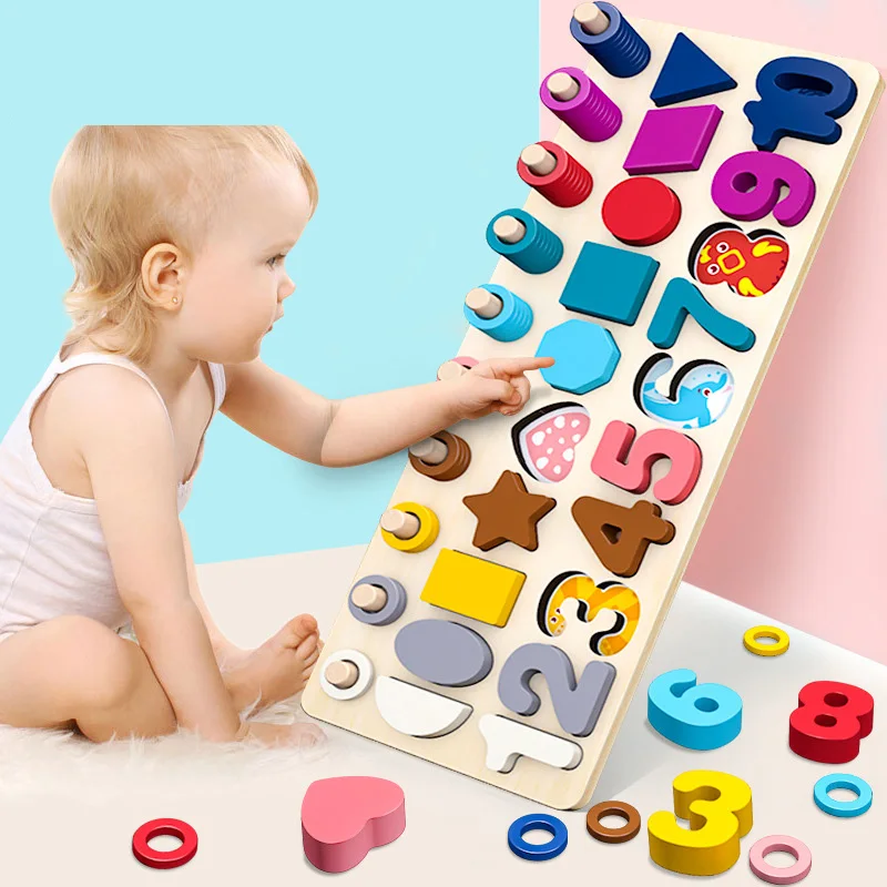 

NEW Montessori Educational Wooden Toys For kids Board Math Count Numbers Matching Digital Shape Match Early Education Toy Gift