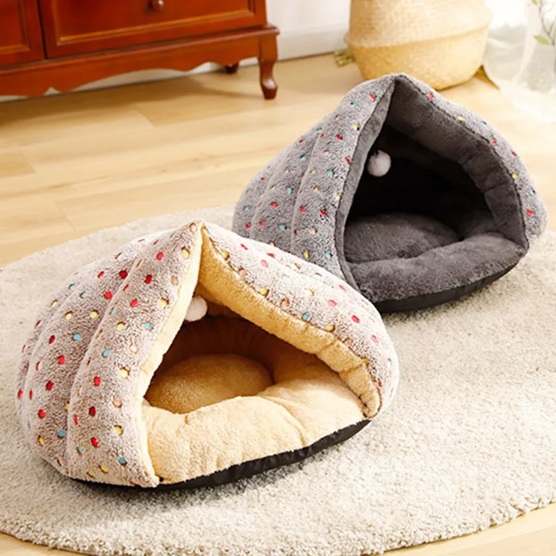 Hot Sales Thick Triangular Cat Sleeping Bed Winter Warm Soft Kennel Tent Pet Puppy Mat House DNJ998 | Дом и сад