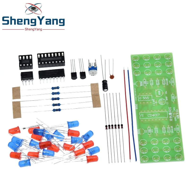 Комплект светодиодных электронных светильников NE555 CD4017 IC красные синие