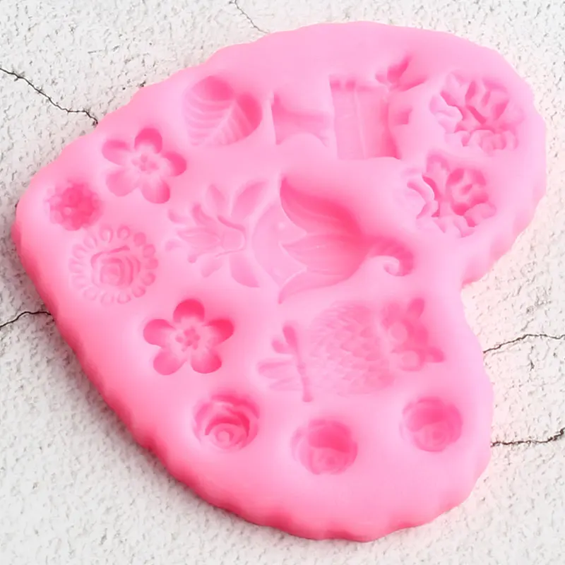 Силиконовые формы для украшения торта в виде цветов сказочный сад детский день