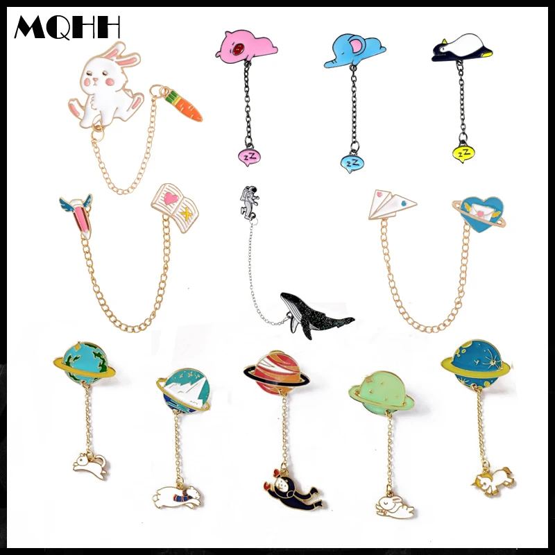 Эмалированная брошь в форме сердца креативная подвеска на цепочке с