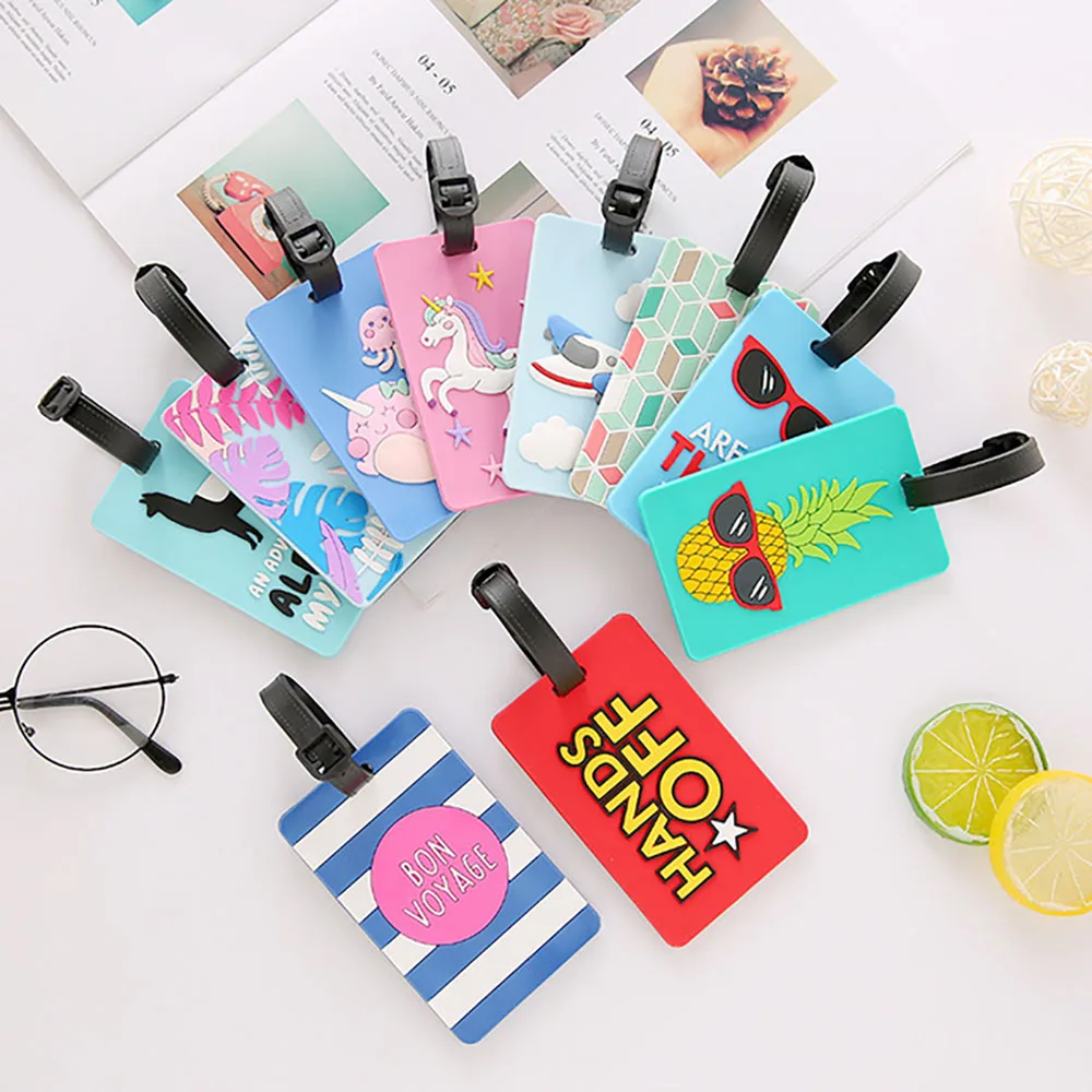 

Мультяшные аксессуары для путешествий с животными, креативная багажная бирка, силиконовый держатель для чемодана, багажные бирки, портатив...