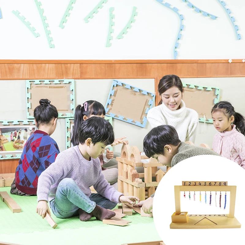 

Teaching Math Educational Toys Digitals Numbers 1-9 Hanger And Color Beads Stairs For Ten Board Preschool School Training