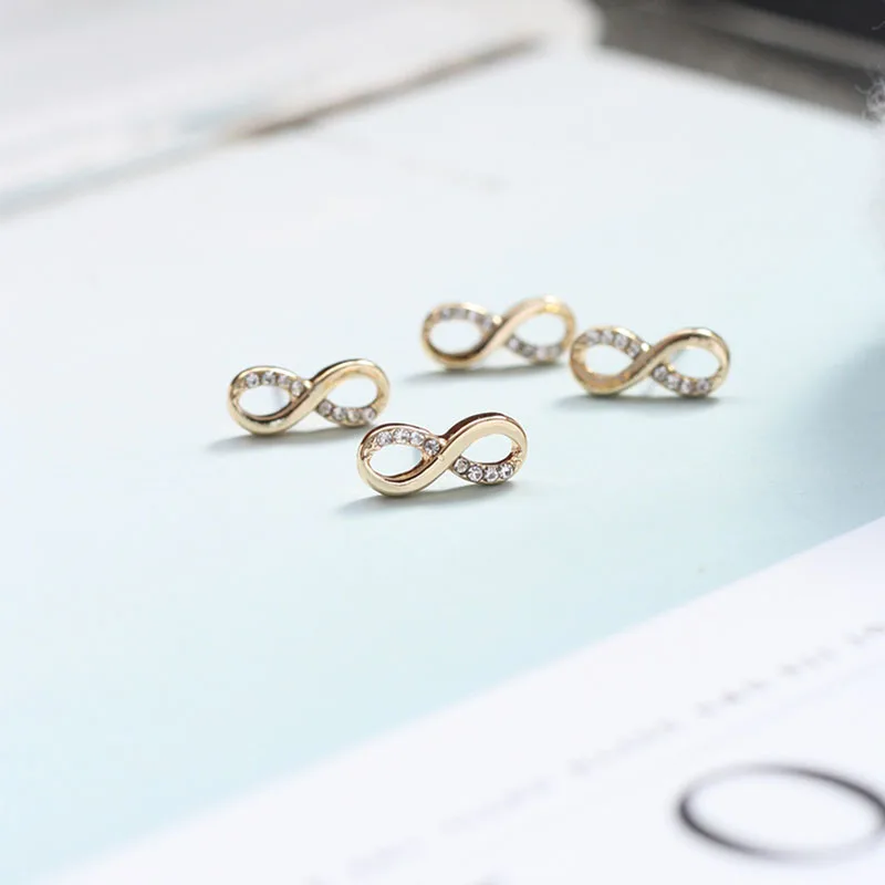 Женские серьги гвоздики с кристаллом из циркония 1 пара сплава бесконечность