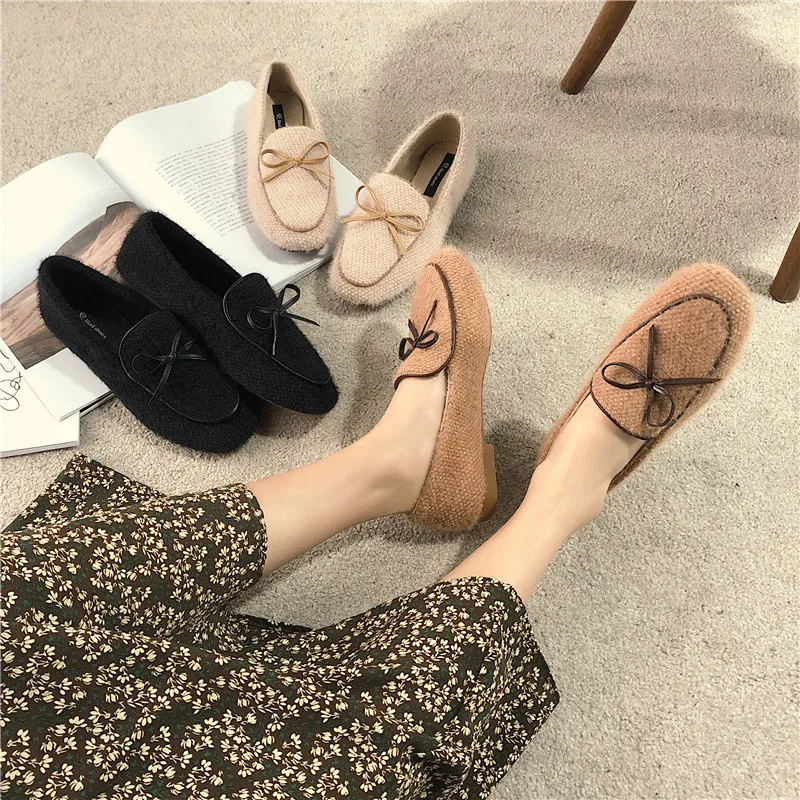 

Lazy shoes Pedal Casual Shallow Mouth Women's Shoes Warm Shoes Women Fashion Peas Shoes Female Warm zapatos mujer U16-02