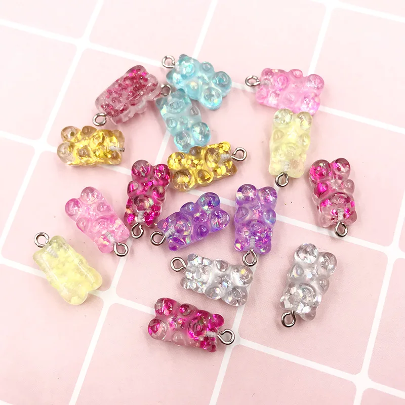 Подвески в виде медведей с плоской задней поверхностью из смолы кабошон кавайные