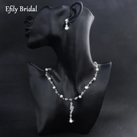 efily elegant pearl necklace and earring set silver color crystal bridal jewelry bride accessories wedding party bridesmaid gift