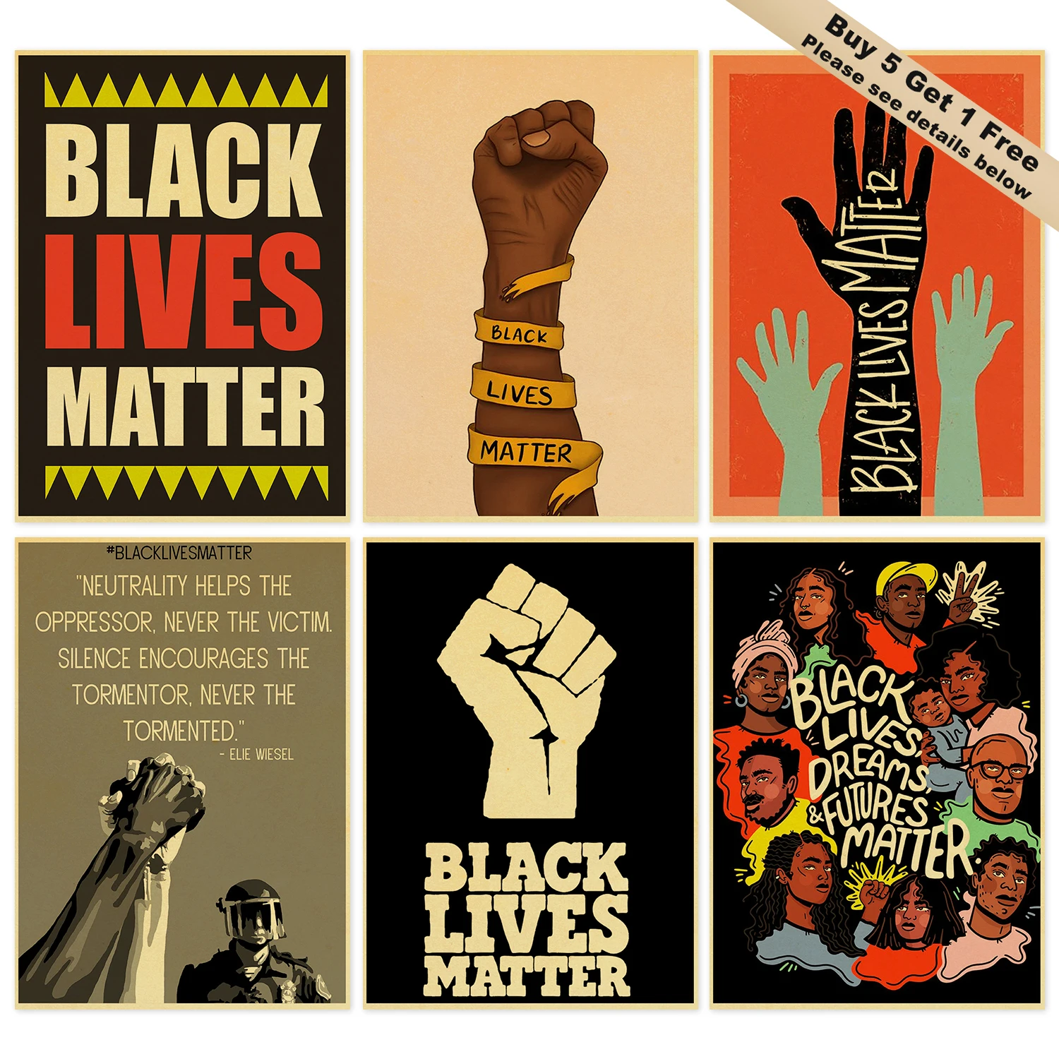 Винтажные постеры из крафт бумаги с изображением черного живой материи мечты на