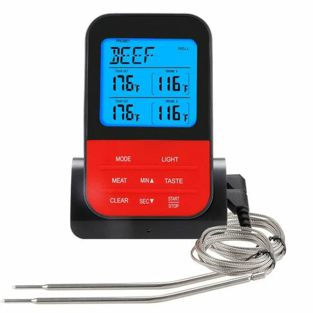 

Wireless Remote Meat Thermometer Dual Probe Digital Backlight Cooking Oven BBQ Kitchen Food Thermometer Grilling Barbecue
