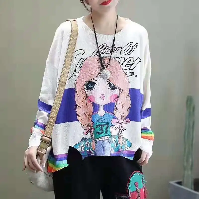 Джемпер женский вязаный Max LuLu Повседневный весенний в Корейском стиле с