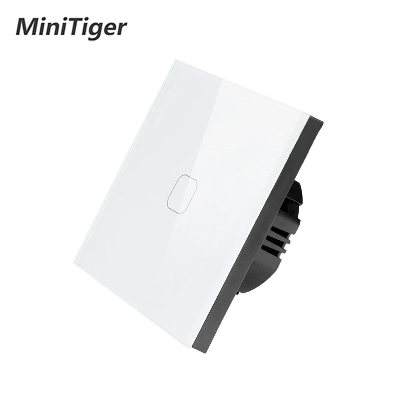 MiniTiger EU/UK standard Touch Switch White Crystal Glass Panel 1 Gang Way Light Wall Only Function | Обустройство дома