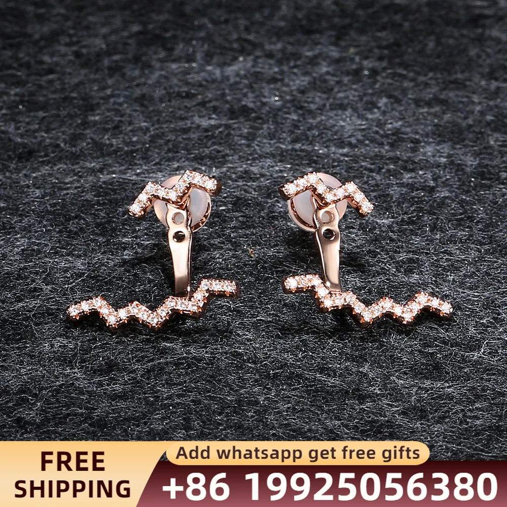 

Модные серьги-волны в стиле Монако, розовое золото, ювелирные изделия, оригинал 1:1 S925 Стерлинговое серебро, ювелирные изделия в подарок паре