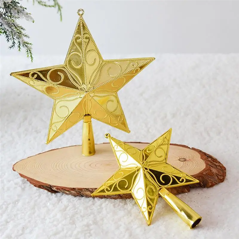 

1pc 20cm Star Tree Topper Plastic Golden Lightweight 5 Point Star Treetop Decor for Festival Home Christmas Tree Decor