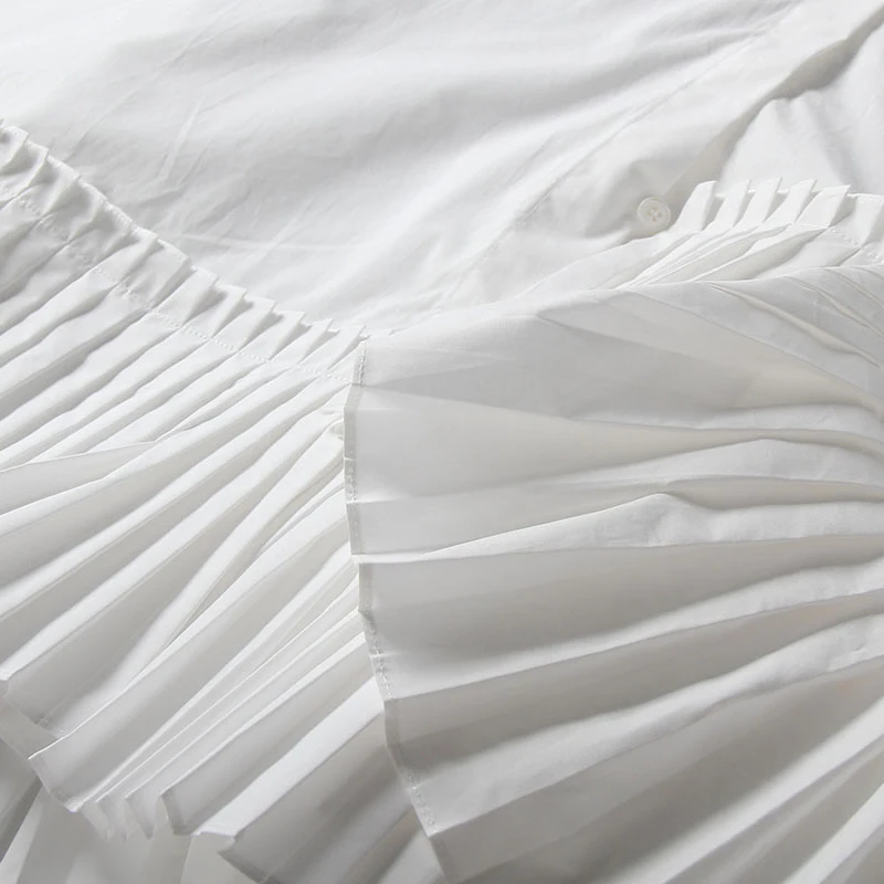 [EAM] 2021 Новинка весна осень воротник стойка длинный рукав Белый Свободный