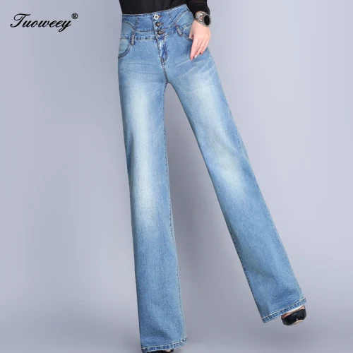 

Female Sexy Casual Wide Leg Jeans for womne Women Flared Jeans woman High Waist Elegant Retro Style Bell Bottom Denim Pants