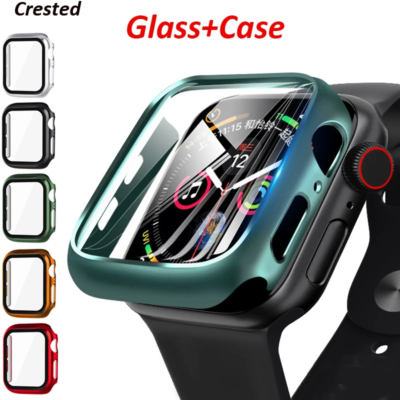 Стекло и крышка для Apple Watch чехол 44 мм 40 iWatch 42 38 защита экрана + бампер watch series 5 4 3 se 6 |
