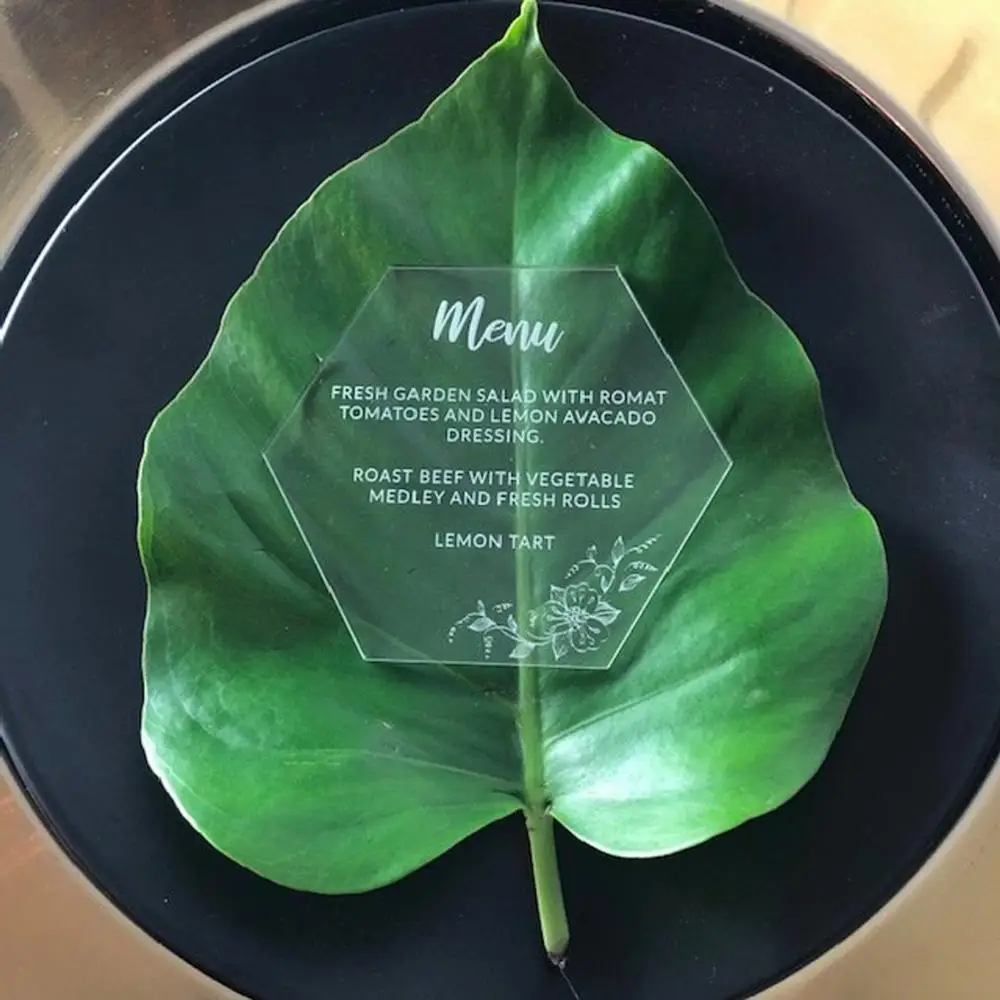 Белое свадебное меню пользовательское акриловое для свадебного завтрака стола