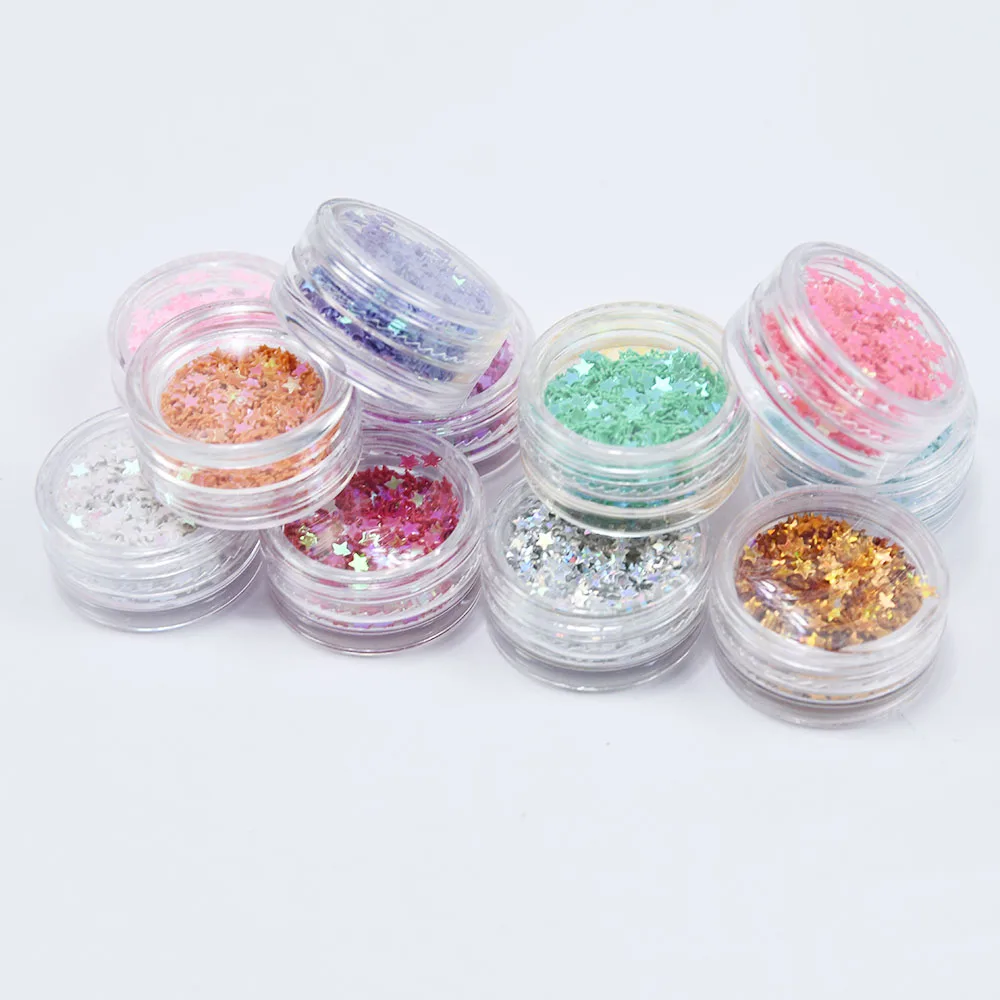 12 Kinds Star Glitter Sequins Flakes Ultra-thin Stars Pentagram 20g 1 Kit Jars Holographic Sparkly Nail Art | Красота и здоровье