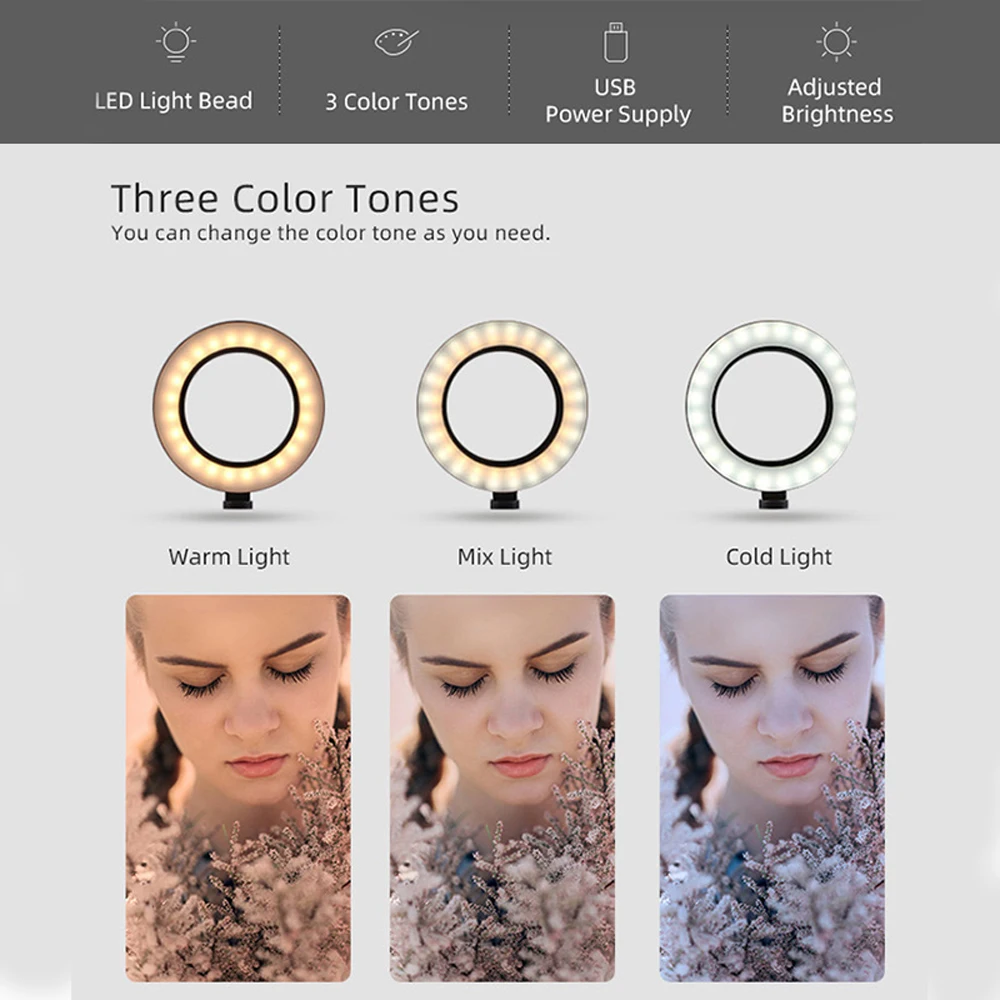 LED Ring Light Studio Photo Video Dimmable Lamp Tripod Stand Selfie Camera Phone Ringlight for Photography Lighting Self Make up