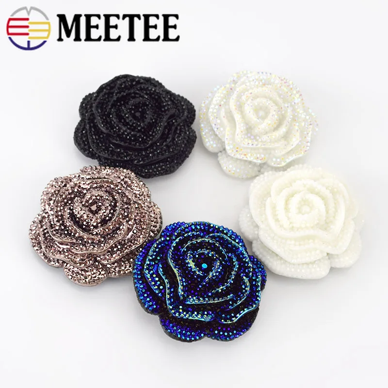 Meetee 5/10 шт 46 мм Пластиковые Стразы из смолы пуговицы цветок розы пальто