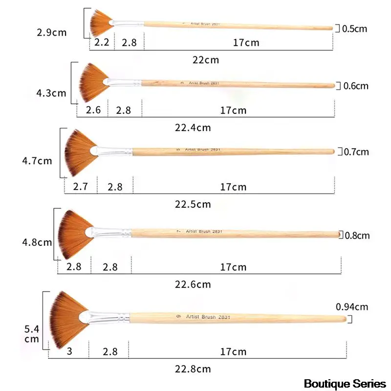 5 шт. кисти для рисования гуашью в форме веера | Канцтовары офиса и дома