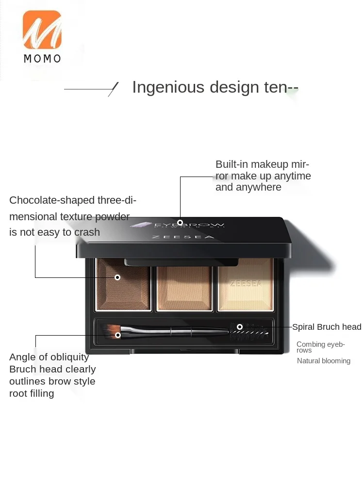 

Tri-Color Eyebrow Powder Natural Long Lasting Waterproof Sweatproof Fadeless Paste Plate Eyebrow Pencil