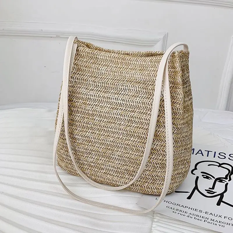 Женские богемные дизайнерские круглые сумки через плечо из ротанга летние