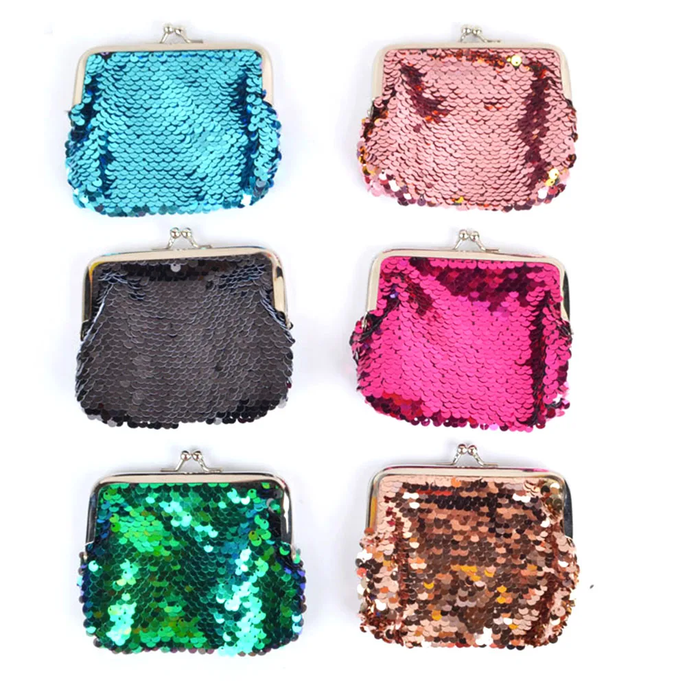 

Fashion Mermaid Sequins Coin Purse Wallet Women Kids Girl Glittering Purse Handbag Evening Party Zipper Clutch Bag New 2021