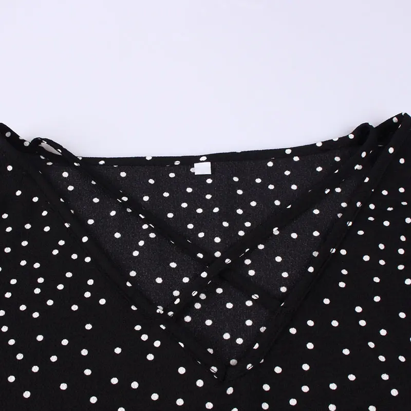 

Pop Women Polka Dot Chiffon Shirts V Neck Long Sleeves Pullover Loose Casual Tops Pop 88