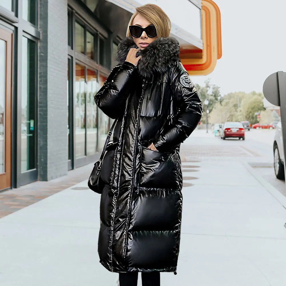 Women Down Coat Autumn Winter Cotton Clothes Thicken Warm Fur Collar Hooded Parka Puffer Jacket Long Outerwear Fashion enlarge