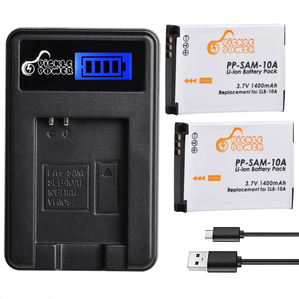 2 шт. Аккумулятор для камеры SLB10A SLB 10A и зарядное устройство USB с ЖК экраном Samsung EX2F