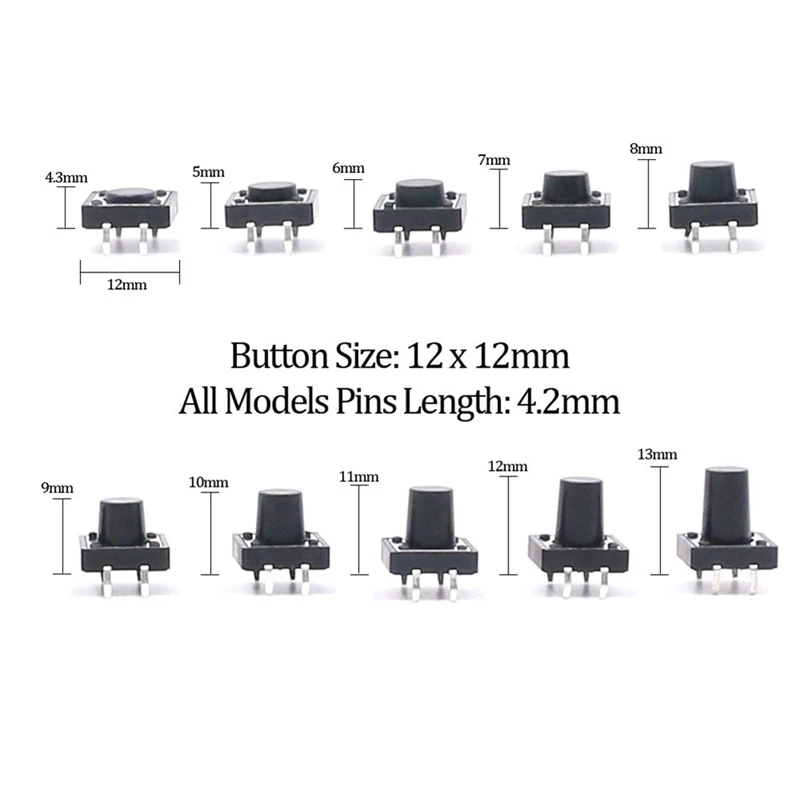 Momentary Push Button Switch 6 x 6mm 12 12mm Tactile Micro-Tactile Classification Kit-20 Value/4 | Компьютеры и офис