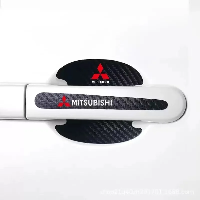 

For MITSUBISHI Car 8pcs/Set Carbon Fiber Texture Car Door Handle Scratch Protective Stickers Waterproof Auto Door Bowl Sticker