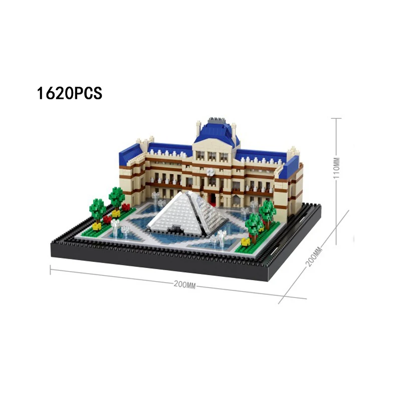 

Всемирно известная историческая архитектура nanobrick Франция Париж Лувр микро алмаз блок собрать игрушки Строительные кирпичи