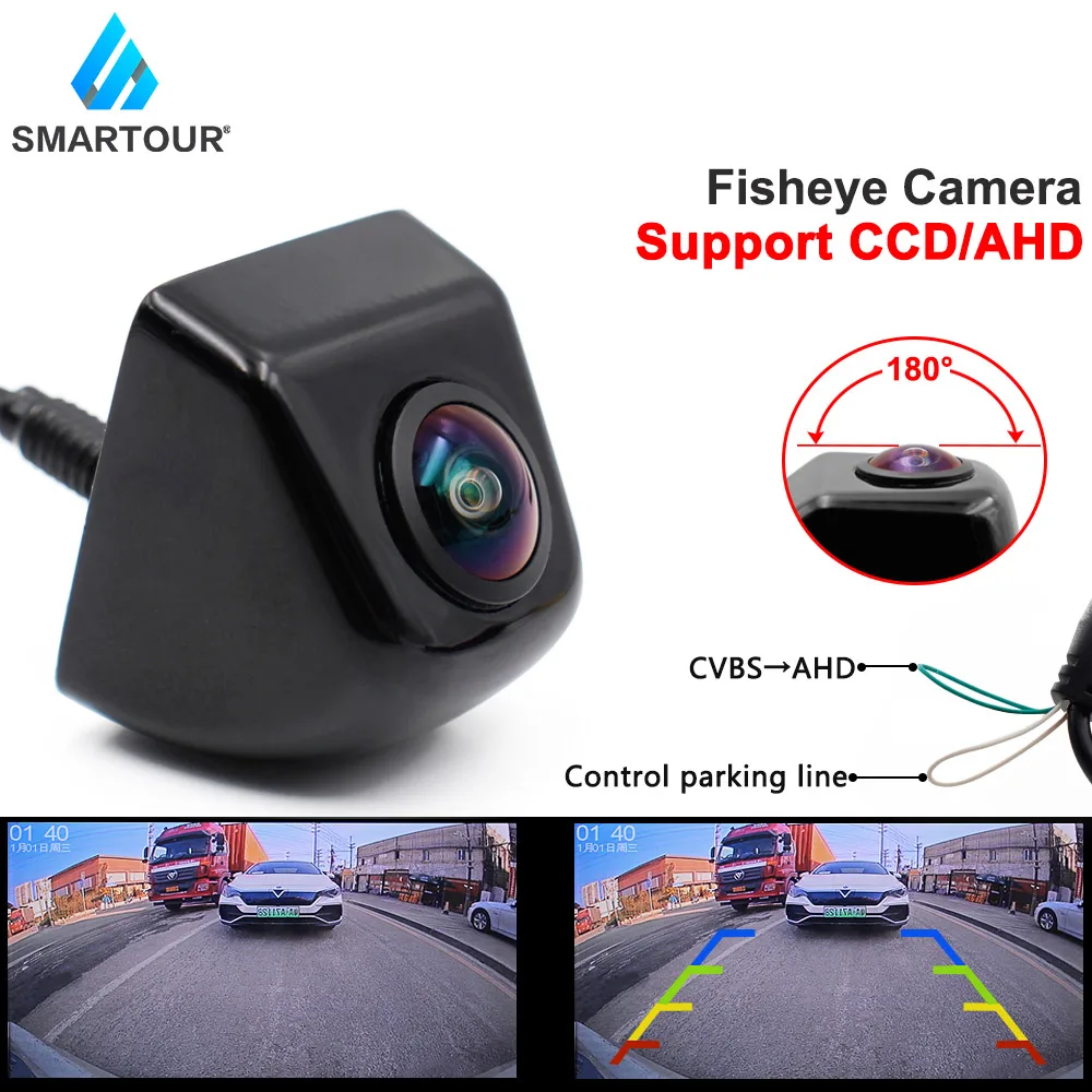 

Автомобильная камера заднего вида Smartour, HD, ночное видение, аналоговая камера заднего вида, 720P, металлический корпус, 180 °, стандартная CCD, резе...