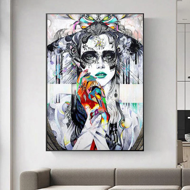 

Abstract Colorful Girls Canvas Art Posters and Prints Modern Art Graffiti Pop Art Paintings Pictures for Living Room Decor
