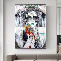 abstract colorful girls canvas art posters and prints modern art graffiti pop art paintings pictures for living room decor