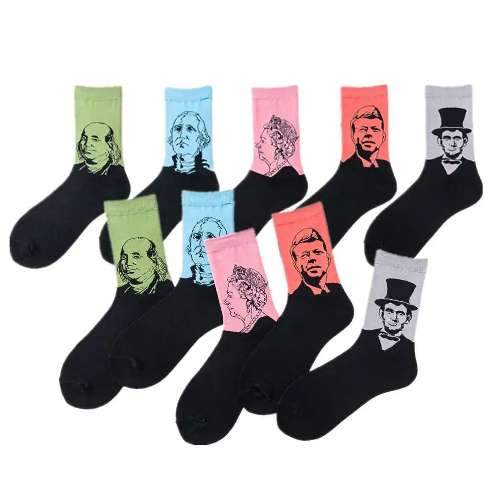 REFJJ счастливые носки женские смешное искусство платье цвет много мужские летние