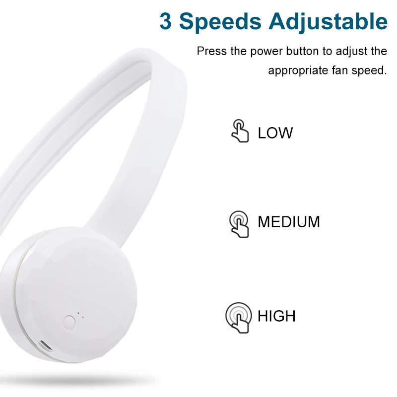 

2000mAh USB Rechargeable Air Cooling Bladeless Neck Fan Outdoor Sport Hands-free Neck Fans 3 Speeds Adjustable Mini Air Cooler