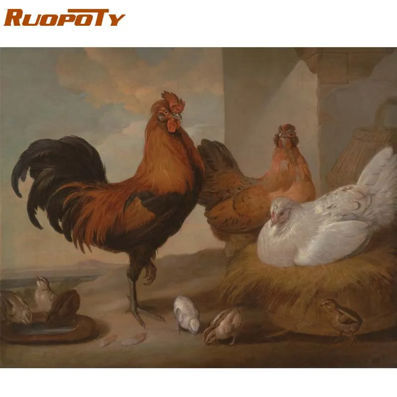 Ruopoty Рамка Картина классический пейзаж Diy Краска ing по номерам Акриловая Краска на холсте Ручная Краска ed для дома стены художественные украшения - Цвет: 90823-10
