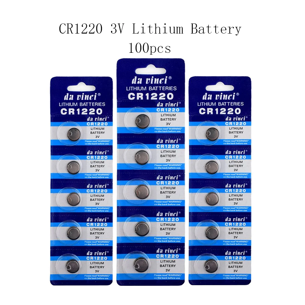 

100pcs 40mAh CR1220 3V Lithium Button Battery DL1220 BR1220 LM1220 Coin Cell Batteries For Watch Electronic Toy Remote Control