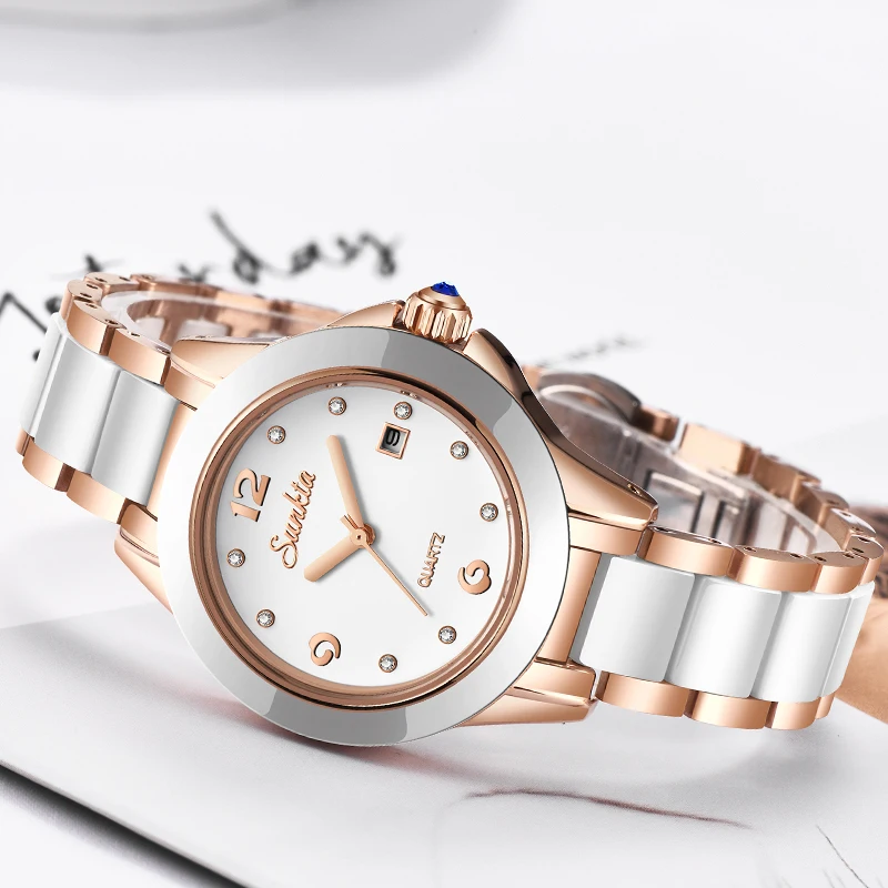 Часы наручные SUNKTA женские кварцевые модные брендовые Роскошные