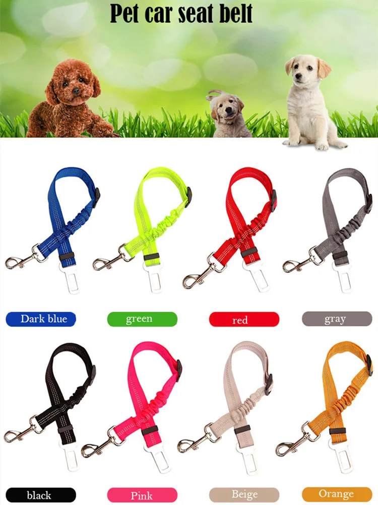 

Adjustable Car Safety Belt Dog Traction Safety Belt Buffer Elastic Reflective Safety Lever Traction Collar Pet Supplies