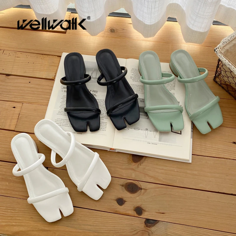 Шлепанцы женские на низком каблуке квадратный носок каблук | Обувь