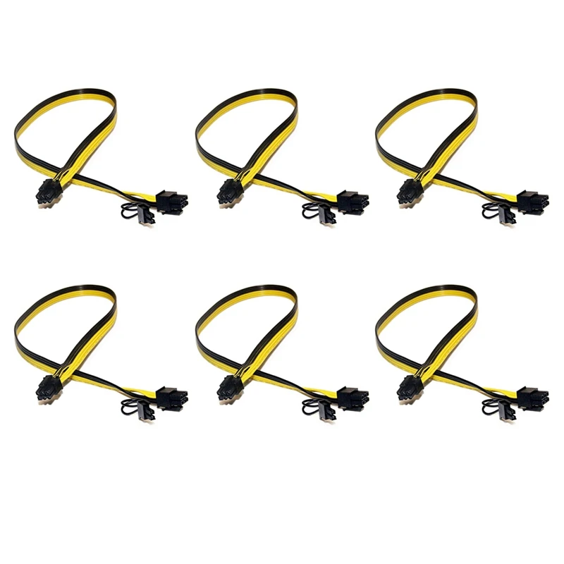 

6 шт. 16AWG 6-контактный PCI-E на 8-контактный (6 + 2) PCI-E (штекер-штекер) Кабель питания GPU для сервера HP для майнинга графических карт (50 см)