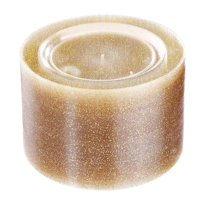 

25Pcs Disposable Gold Glitter Appetizer Plates Gold Plastic Plates Premium Plastic Salad/Dessert Plates For Wedding