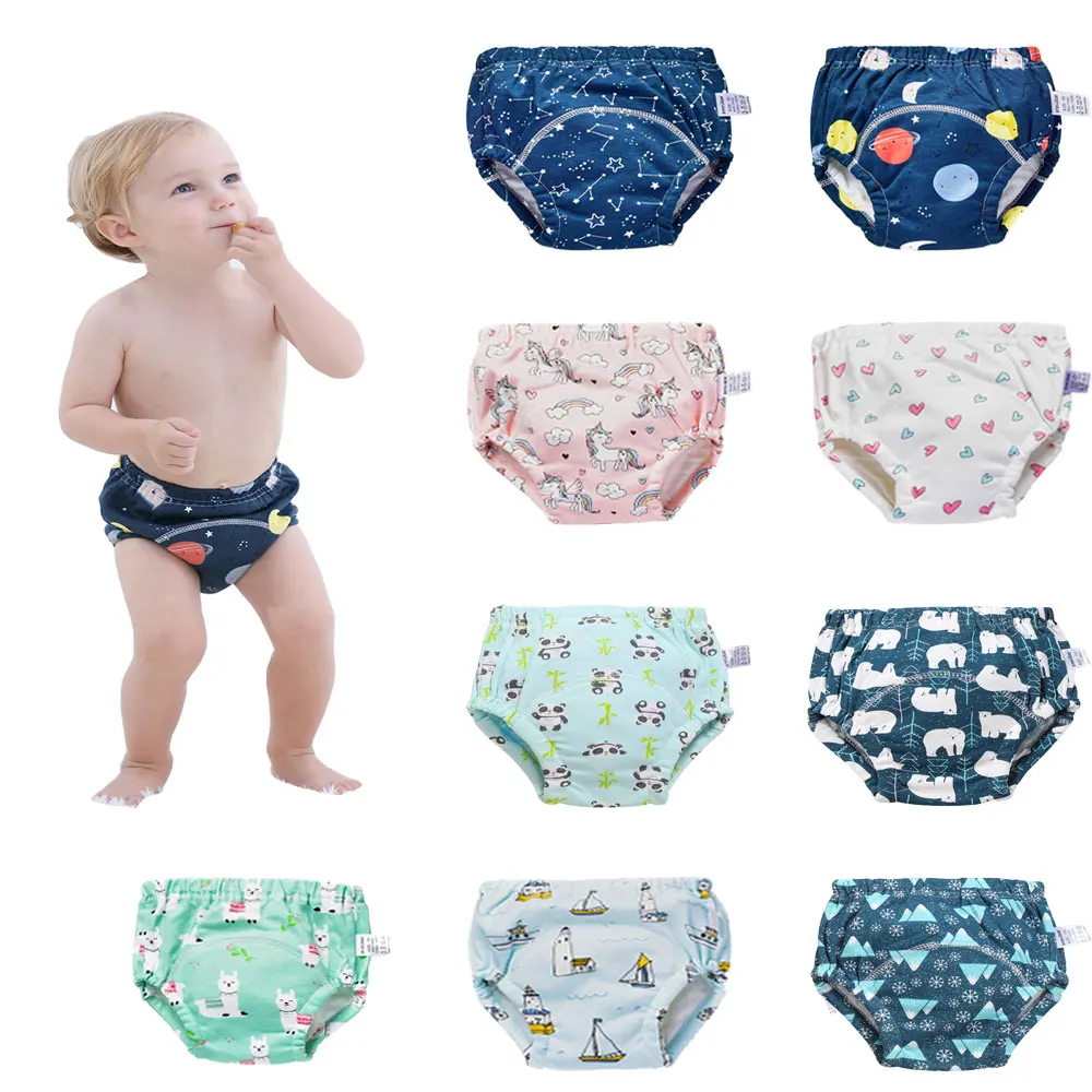 

2pcs Baby Toilet Training Pants Absorbent Newborn Diapers Reusable Diapering Cover Adjustable Washable Toddler Underwear Nappy
