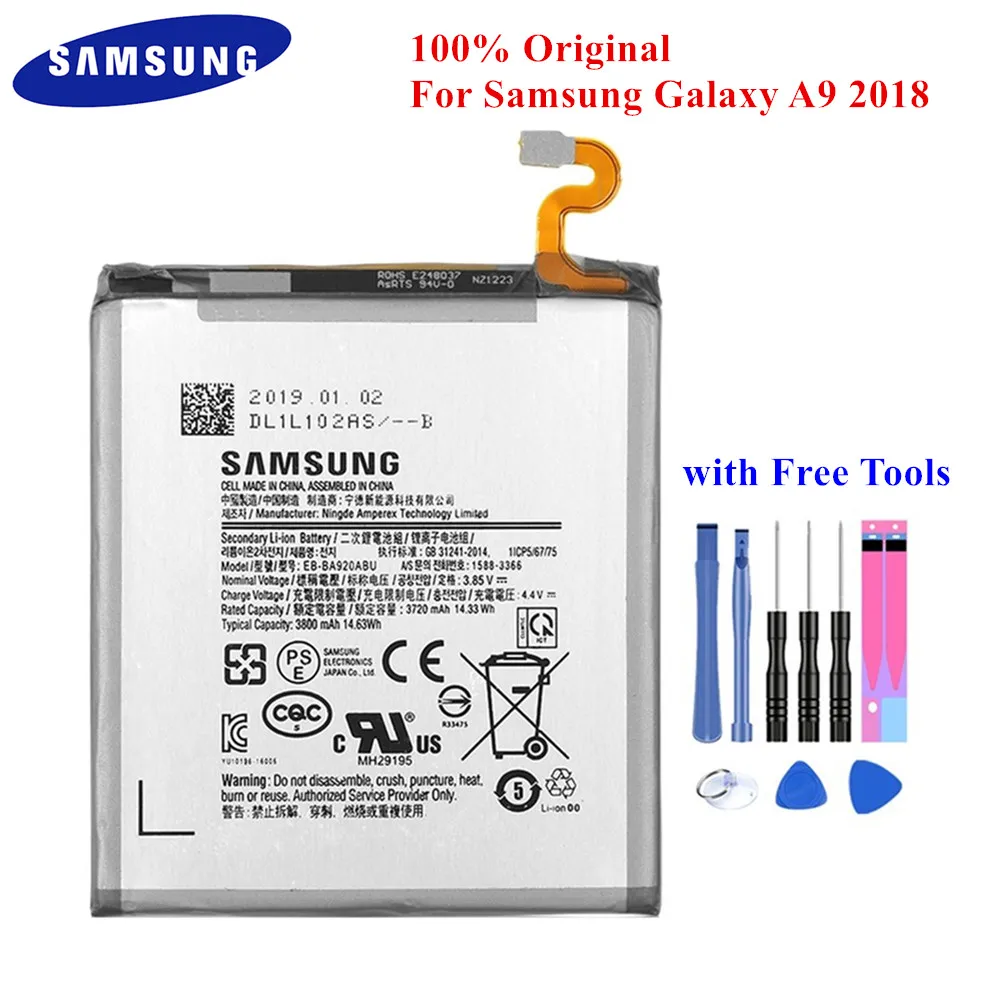Аккумулятор EB-BA920ABU для Samsung Galaxy A9 (2018) A9s Star Pro SM-A920F SM-A9200 A920F/DS 3720/3800 мАч + Инструменты