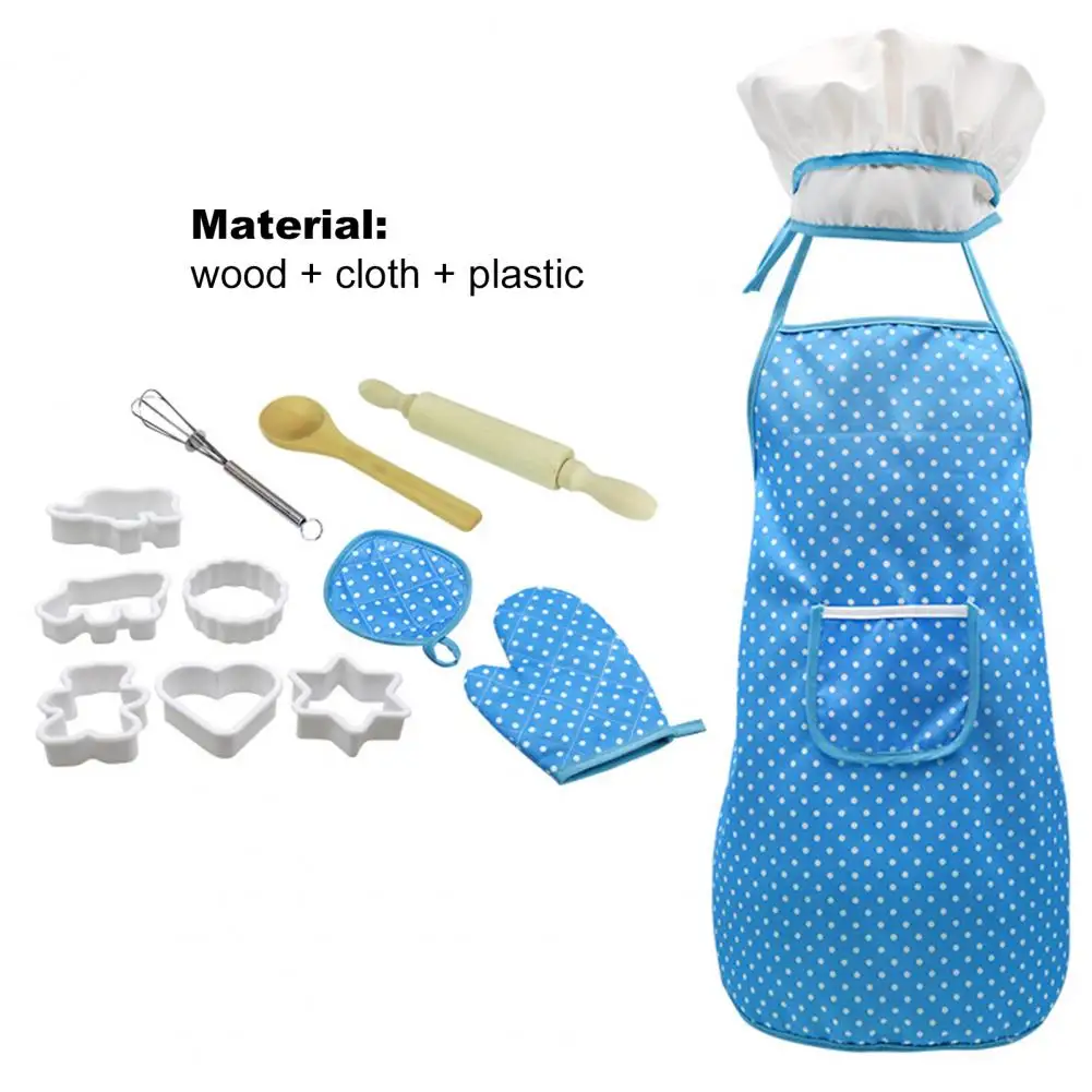 

Simulation Toy Cooking Kit Puzzle Smooth Edge Fabric Kitchen Cooking Set with Apron Fun Pretend Play Toys for kid